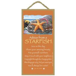 Advice From A Starfish 5" x 10" Wood Plaque Sign Collectible Gift